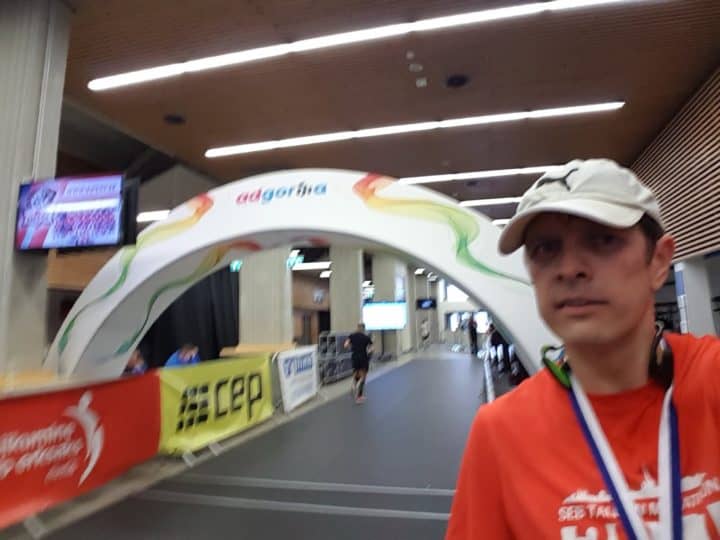 indoor marathon finish